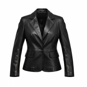 *Vintage Leather Blazer Jacket Womens S? Black Classic Dark Whimsigoth Witchy